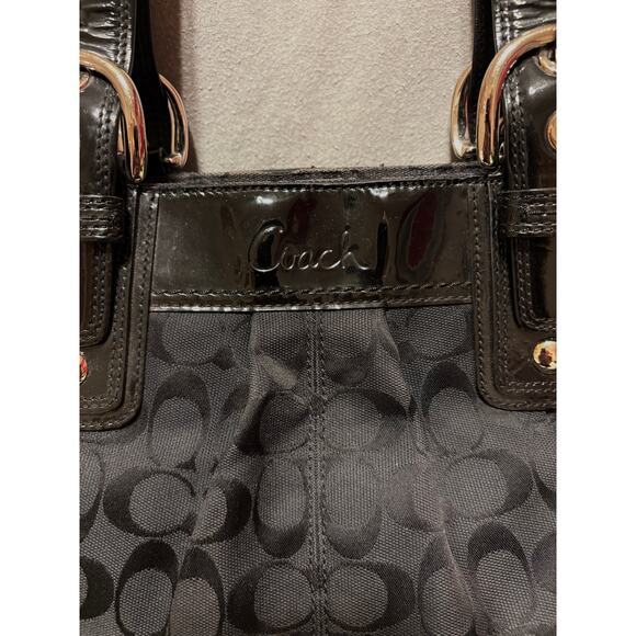 Coach Y2K Black Signature Pleated Soho Canvas and Leather Shoulder Bag F13742 - Picture 2 of 13